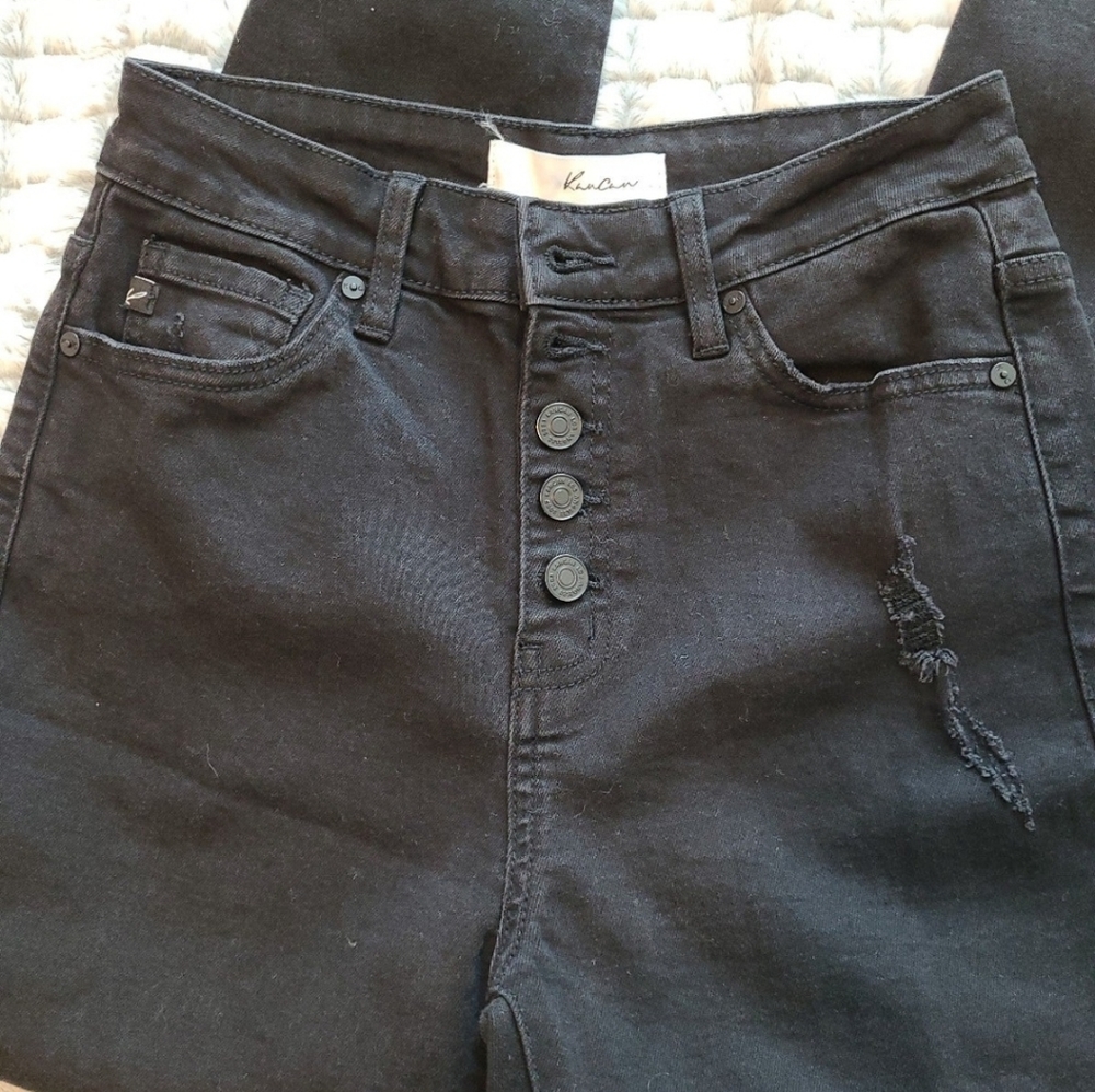Women's Kancan Black Denim Jeans Size 3 / 25 - Picture 3 of 9